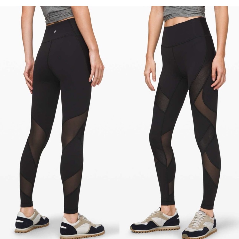 Lululemon Wunder Under High-Rise Tight 28" Mesh Black size 8